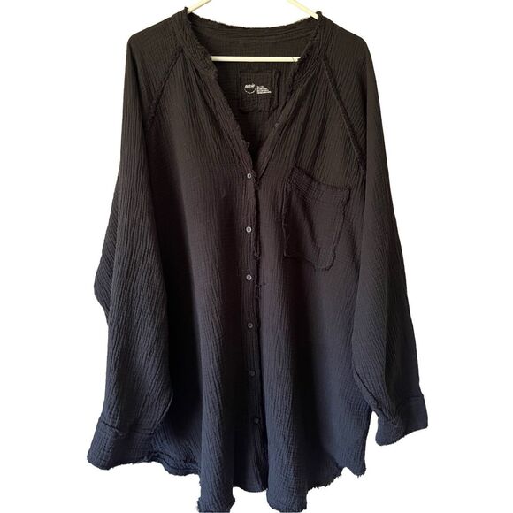 Aerie AEO AERIE POOL-TO-PARTY COVER UP size L Black - Picture 5 of 10